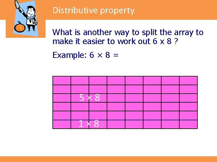 Distributive property What is another way to split the array to make it easier