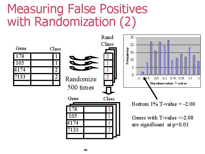 Measuring False Positives with Randomization (2) Gene Class 178 105 4174 7133 1 1 Measuring False Positives with Randomization (2) Gene Class 178 105 4174 7133 1 1