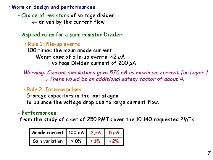  • More on design and performances - Choice of resistors of voltage divider