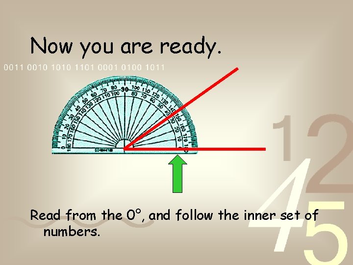 Now you are ready. Read from the 0°, and follow the inner set of