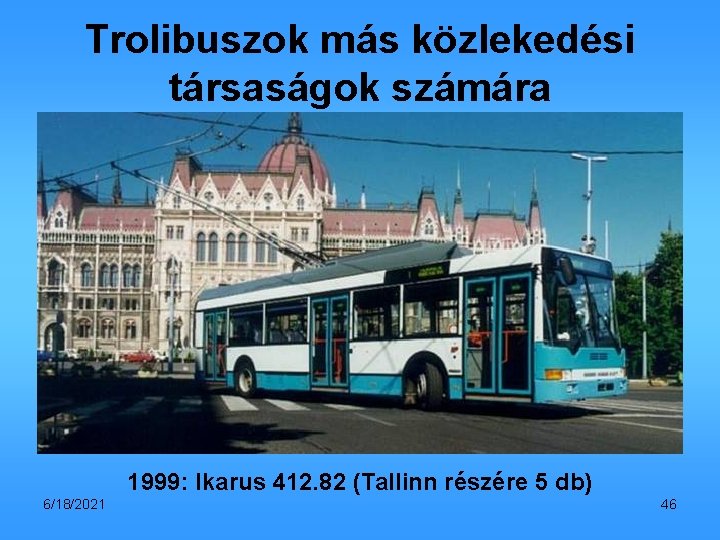 Trolibuszok más közlekedési társaságok számára 1999: Ikarus 412. 82 (Tallinn részére 5 db) 6/18/2021