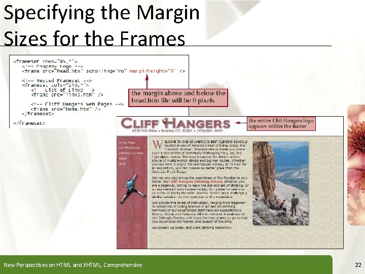 Specifying the Margin Sizes for the Frames New Perspectives on HTML and XHTML, Comprehensive