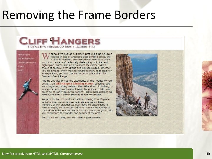 Removing the Frame Borders New Perspectives on HTML and XHTML, Comprehensive XP 40 