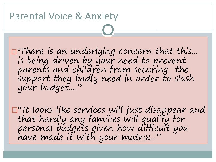 Parental Voice & Anxiety � “There is an underlying concern that this. . .