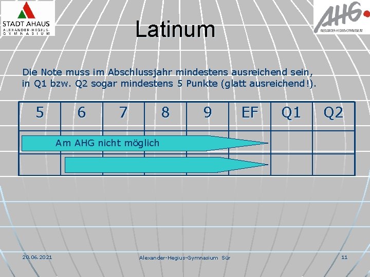 Latinum Die Note muss im Abschlussjahr mindestens ausreichend sein, in Q 1 bzw. Q