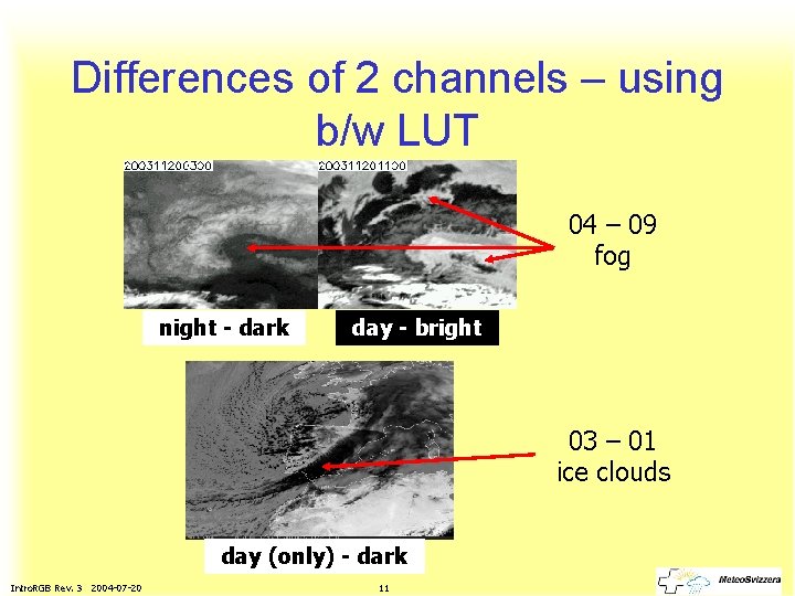 Differences of 2 channels – using b/w LUT 04 – 09 fog night -