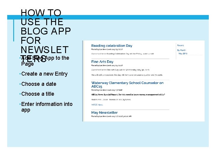 HOW TO USE THE BLOG APP FOR NEWSLET • TERS Add Blog App to