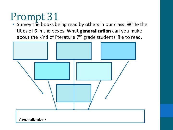 Prompt 31 • Survey the books being read by others in our class. Write