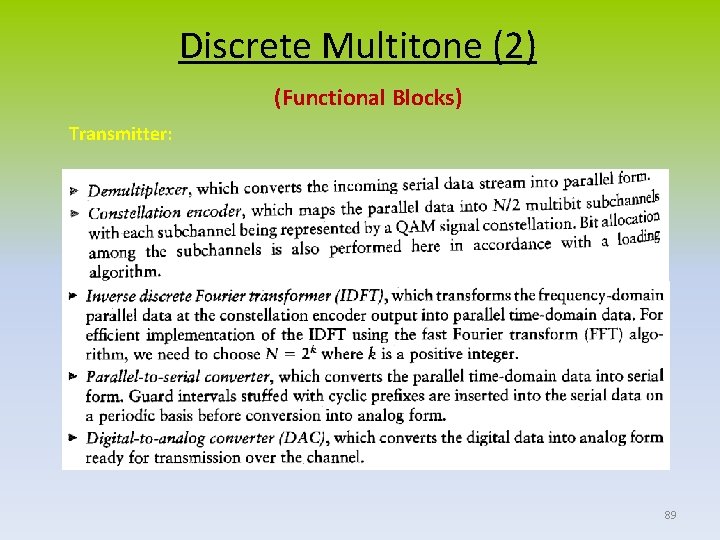 Discrete Multitone (2) (Functional Blocks) Transmitter: 89 