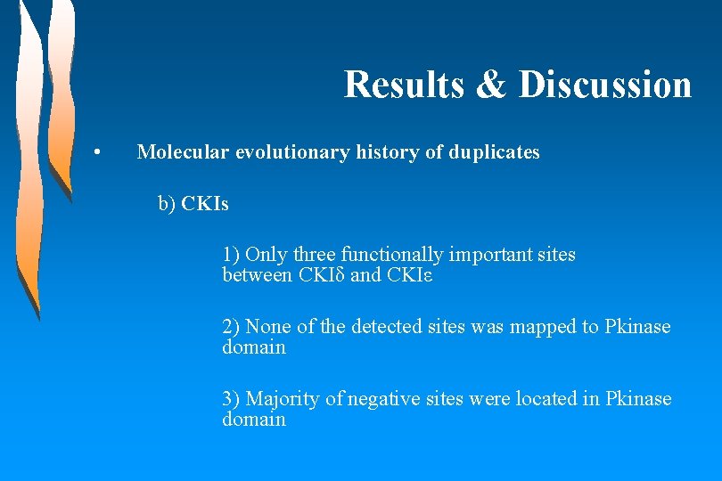 Results & Discussion • Molecular evolutionary history of duplicates b) CKIs 1) Only three
