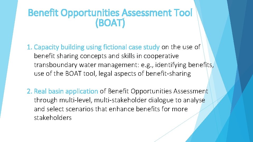 Benefit Opportunities Assessment Tool (BOAT) 1. Capacity building using fictional case study on the