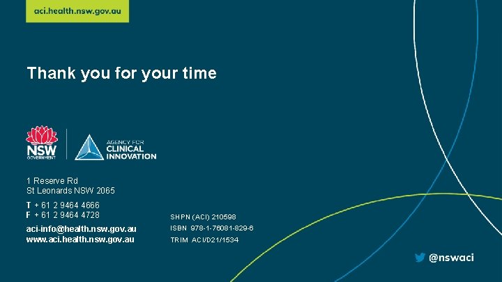 Thank you for your time 1 Reserve Rd St Leonards NSW 2065 T +