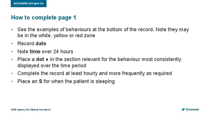 How to complete page 1 • See the examples of behaviours at the bottom