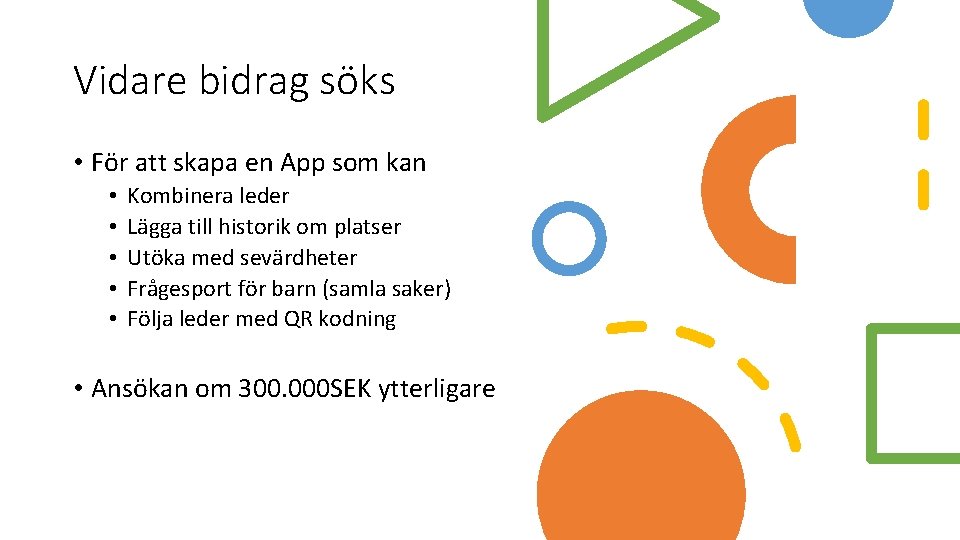 Vidare bidrag söks • För att skapa en App som kan • • •