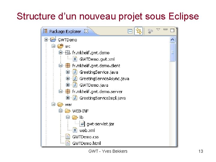 Structure d’un nouveau projet sous Eclipse GWT - Yves Bekkers 13 