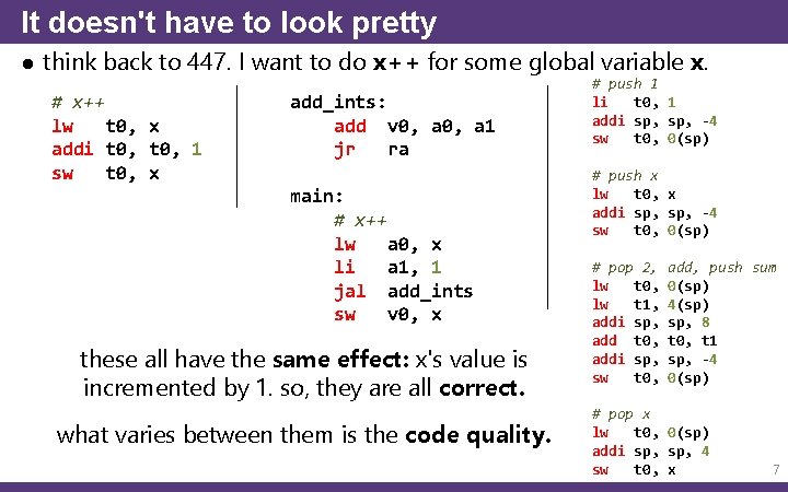 It doesn't have to look pretty ● think back to 447. I want to