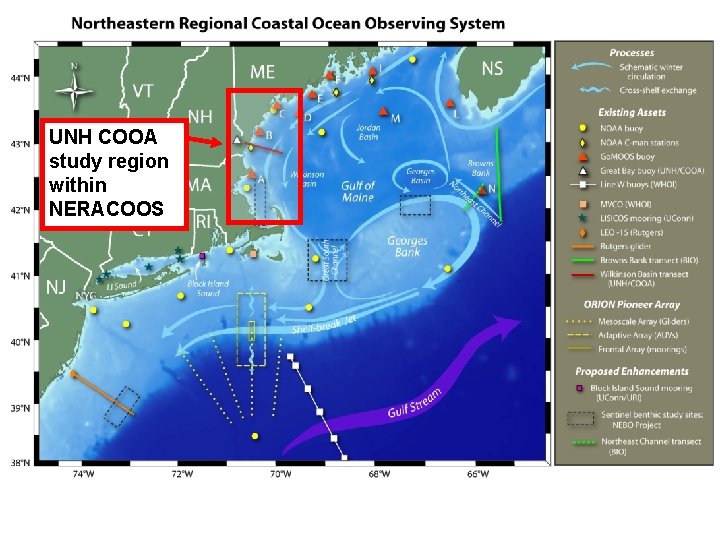 UNH COOA study region within NERACOOS 