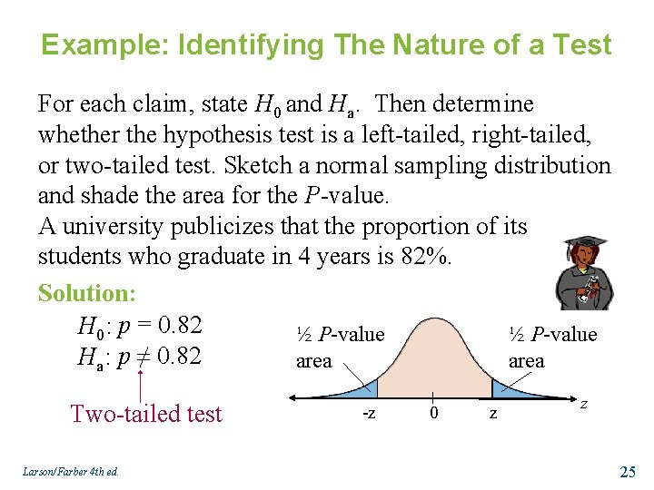 Example: Identifying The Nature of a Test For each claim, state H 0 and