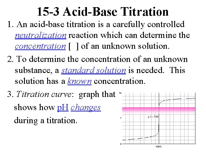 15 -3 Acid-Base Titration 1. An acid base titration is a carefully controlled neutralization
