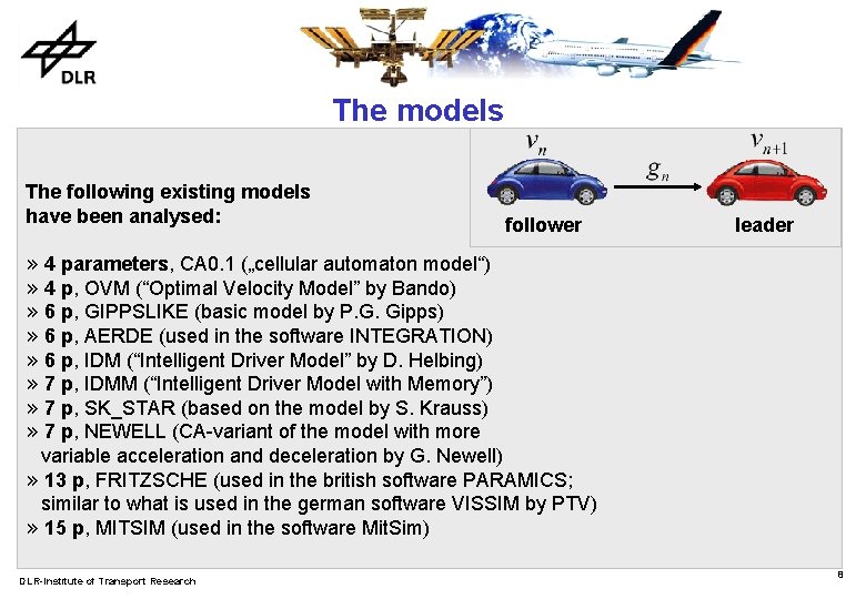 The models The following existing models have been analysed: follower leader » 4 parameters,