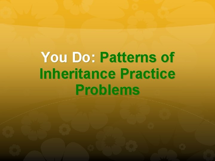 You Do: Patterns of Inheritance Practice Problems 