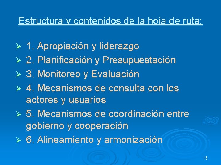 Estructura y contenidos de la hoja de ruta: Ø Ø Ø 1. Apropiación y