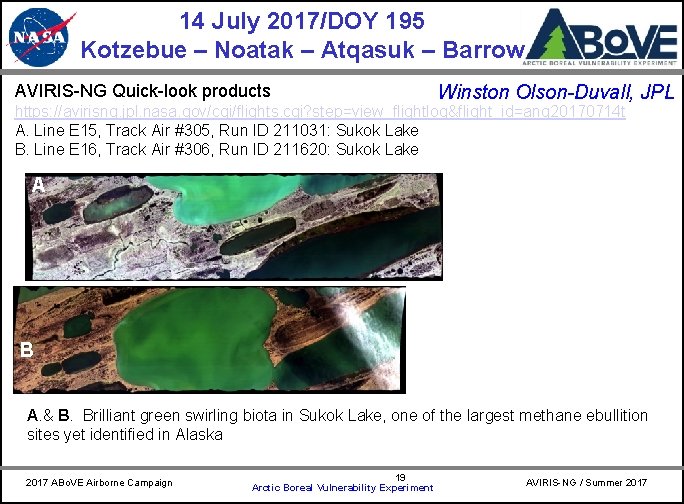 14 July 2017/DOY 195 Kotzebue – Noatak – Atqasuk – Barrow AVIRIS-NG Quick-look products