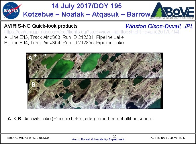 14 July 2017/DOY 195 Kotzebue – Noatak – Atqasuk – Barrow AVIRIS-NG Quick-look products