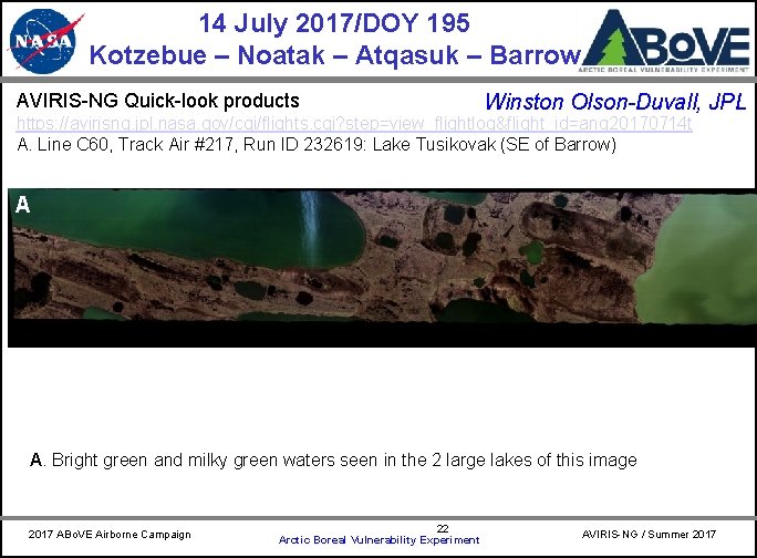 14 July 2017/DOY 195 Kotzebue – Noatak – Atqasuk – Barrow AVIRIS-NG Quick-look products