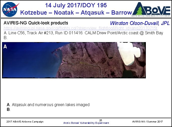 14 July 2017/DOY 195 Kotzebue – Noatak – Atqasuk – Barrow AVIRIS-NG Quick-look products