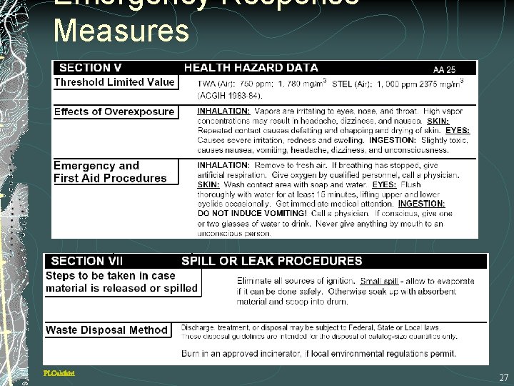Emergency Response Measures PLOshikiri 27 