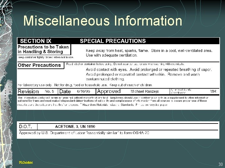 Miscellaneous Information PLOshikiri 30 