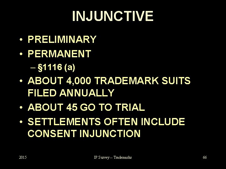 INJUNCTIVE • PRELIMINARY • PERMANENT – § 1116 (a) • ABOUT 4, 000 TRADEMARK