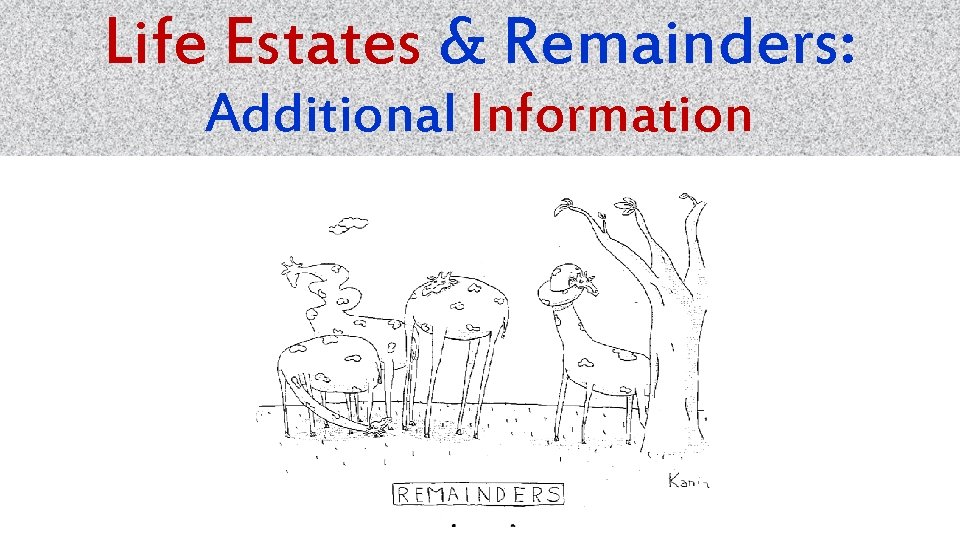 Life Estates & Remainders: Additional Information 