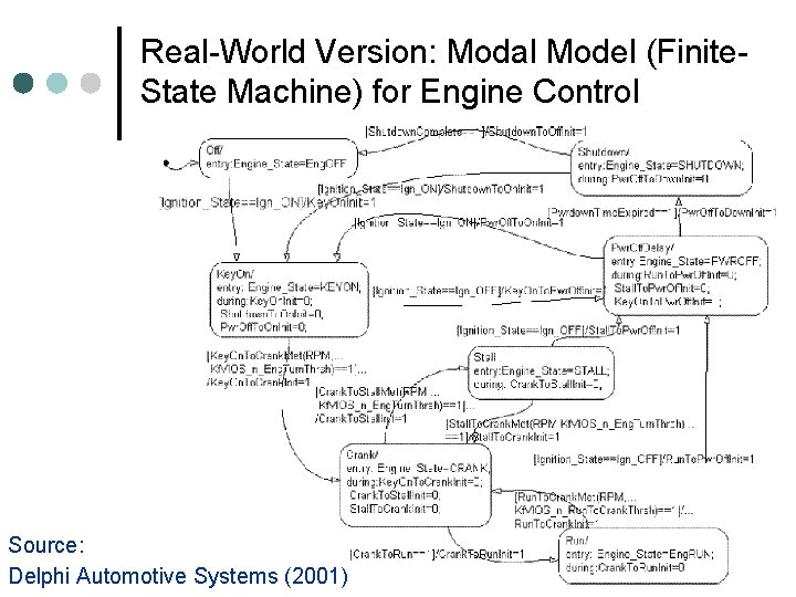 Real-World Version: Modal Model (Finite. State Machine) for Engine Control Source: Delphi Automotive Systems