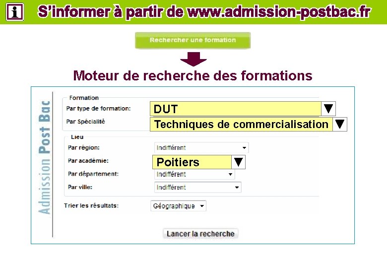 Moteur de recherche des formations DUT Techniques de commercialisation Poitiers 