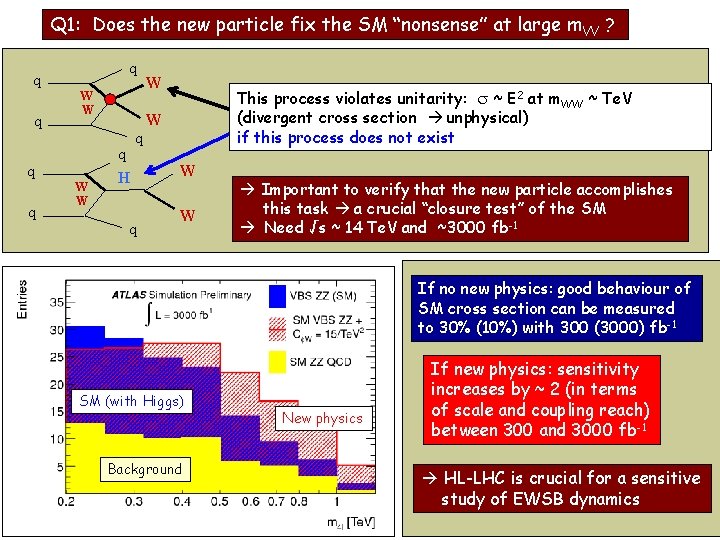Q 1: Does the new particle fix the SM “nonsense” at large m VV