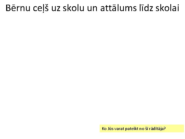 Bērnu ceļš uz skolu un attālums līdz skolai Ko Jūs varat pateikt no šī