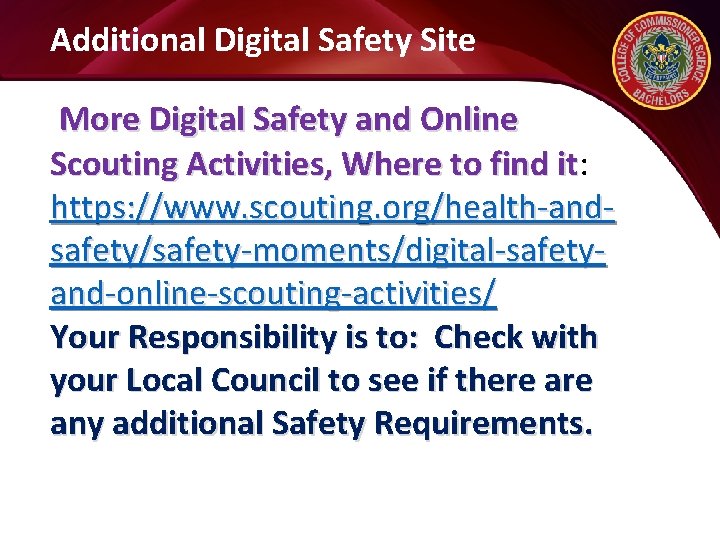 Additional Digital Safety Site More Digital Safety and Online Scouting Activities, Where to find