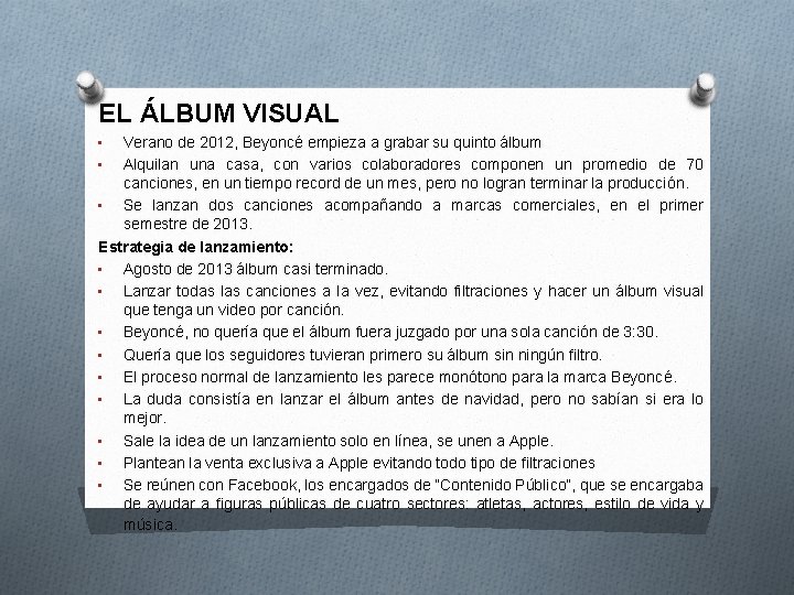EL ÁLBUM VISUAL Verano de 2012, Beyoncé empieza a grabar su quinto álbum •
