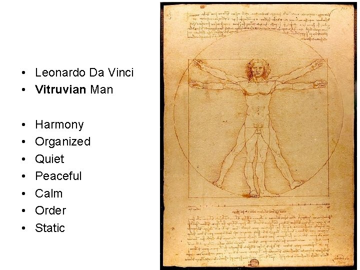  • Leonardo Da Vinci • Vitruvian Man • • Harmony Organized Quiet Peaceful
