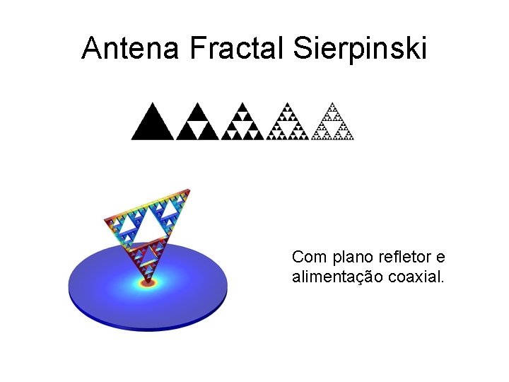 Antena Fractal Sierpinski Com plano refletor e alimentação coaxial. 