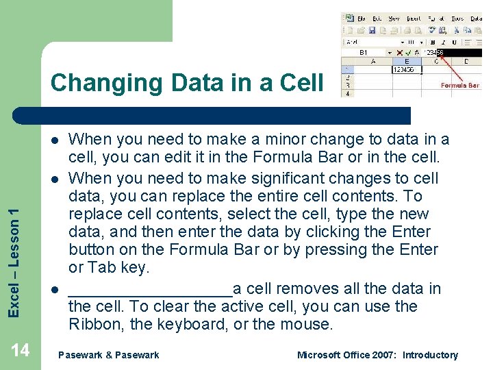 Changing Data in a Cell l Excel – Lesson 1 l 14 l When