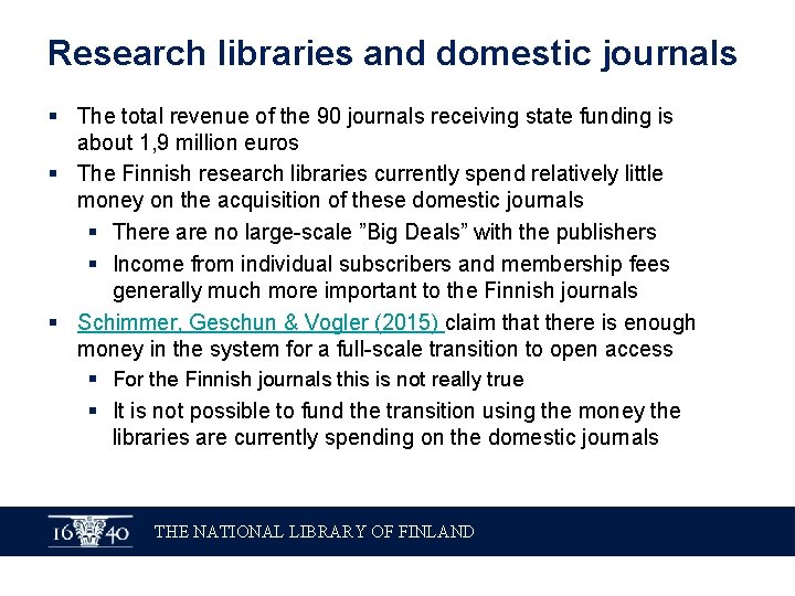 Research libraries and domestic journals § The total revenue of the 90 journals receiving