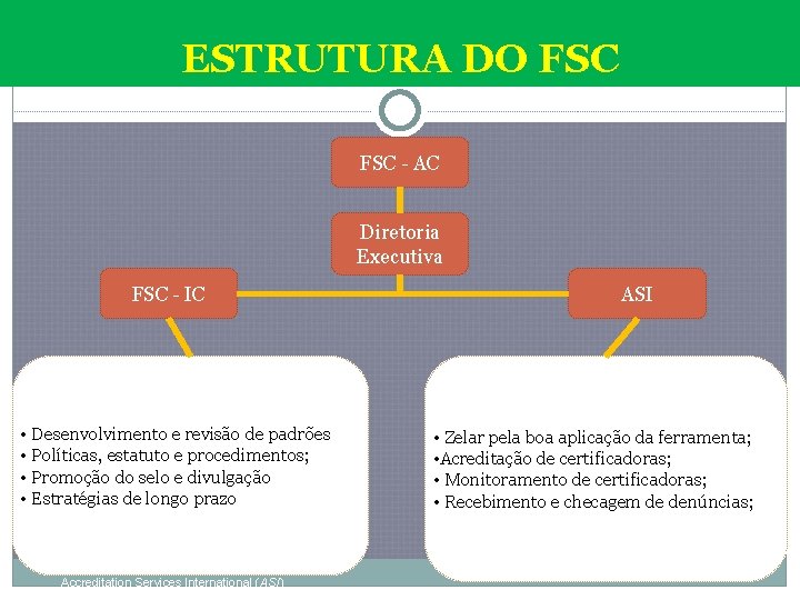 ESTRUTURA DO FSC - AC Diretoria Executiva FSC - IC • Desenvolvimento e revisão