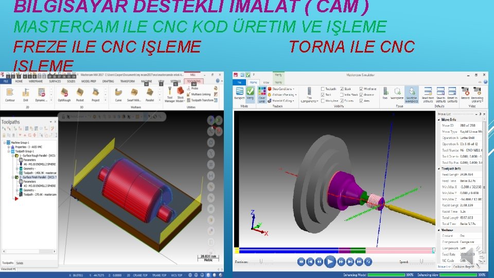 BİLGİSAYAR DESTEKLİ İMALAT ( CAM ) MASTERCAM ILE CNC KOD ÜRETIM VE IŞLEME FREZE