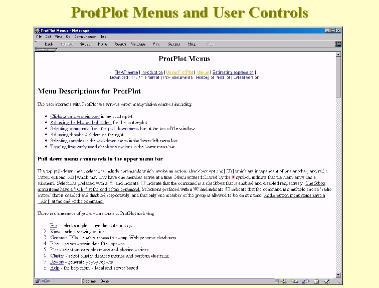 Prot. Plot Menus and User Controls 