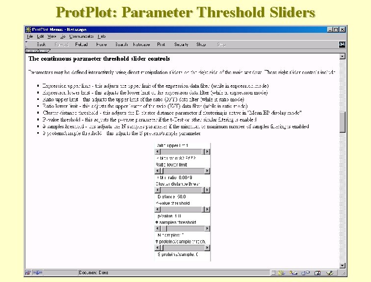 Prot. Plot: Parameter Threshold Sliders 