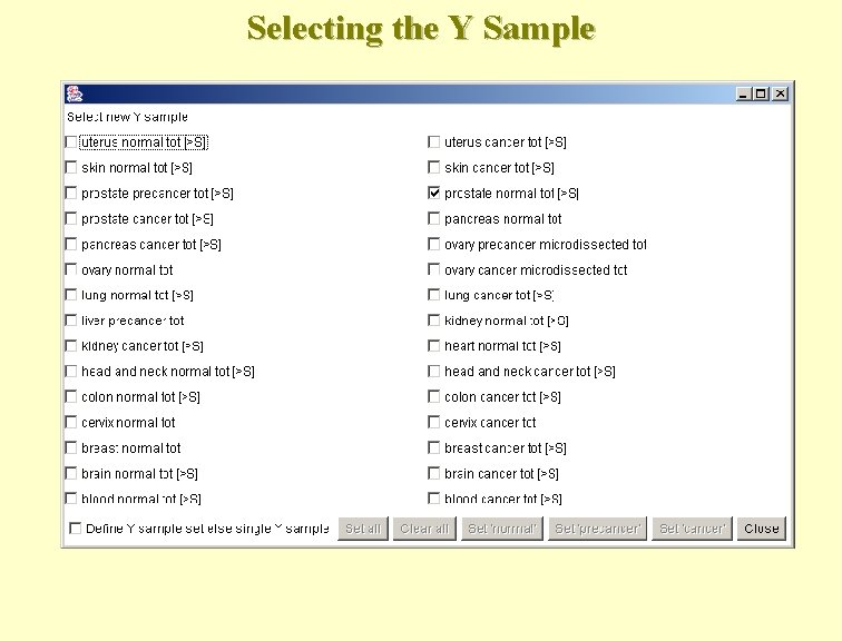 Selecting the Y Sample 