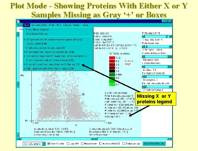 Plot Mode - Showing Proteins With Either X or Y Samples Missing as Gray